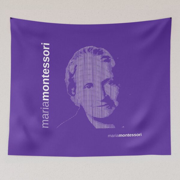 Item preview, Maria Montessori typographic poster (purple) designed and sold by CMYKStudio.