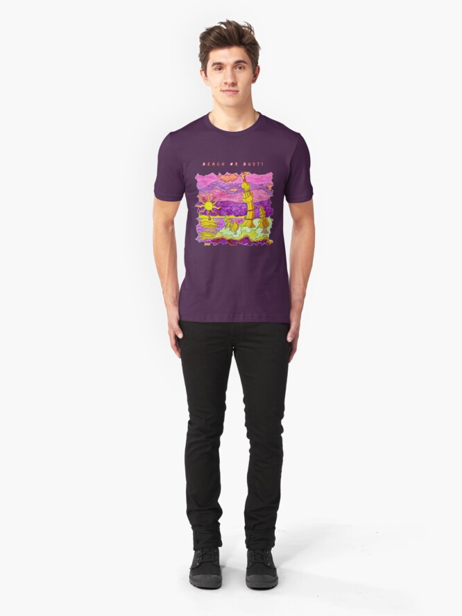 Alternate view of FUN BEACH LIGHTHOUSE OCEAN SEASCAPE Slim Fit T-Shirt