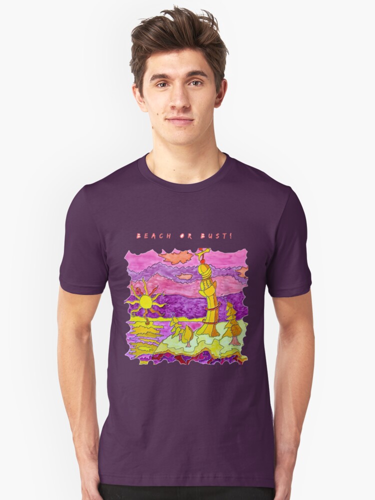 Alternate view of FUN BEACH LIGHTHOUSE OCEAN SEASCAPE Slim Fit T-Shirt