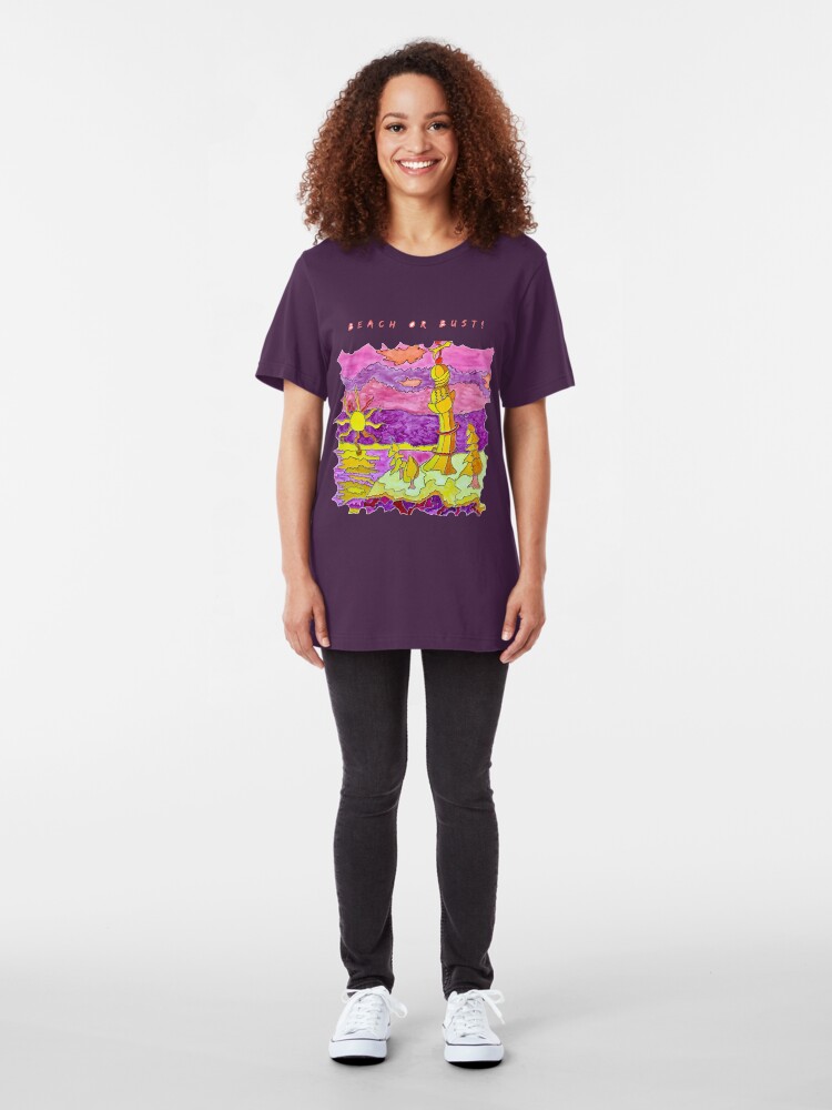 Alternate view of FUN BEACH LIGHTHOUSE OCEAN SEASCAPE Slim Fit T-Shirt