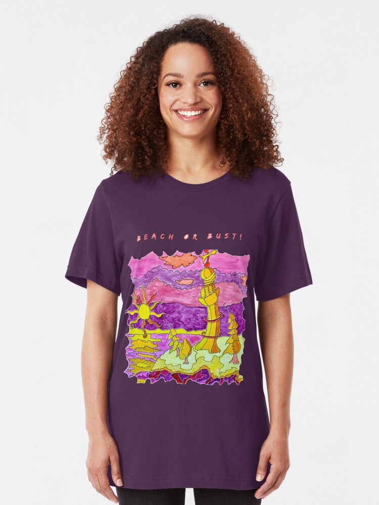 Alternate view of FUN BEACH LIGHTHOUSE OCEAN SEASCAPE Slim Fit T-Shirt