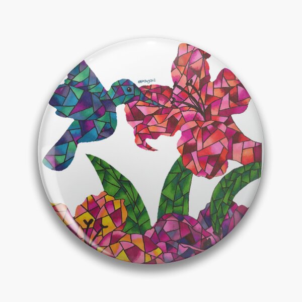 Item preview, Stain-Glass Hummingbird with Flowers  designed and sold by Bre-Bug-242.