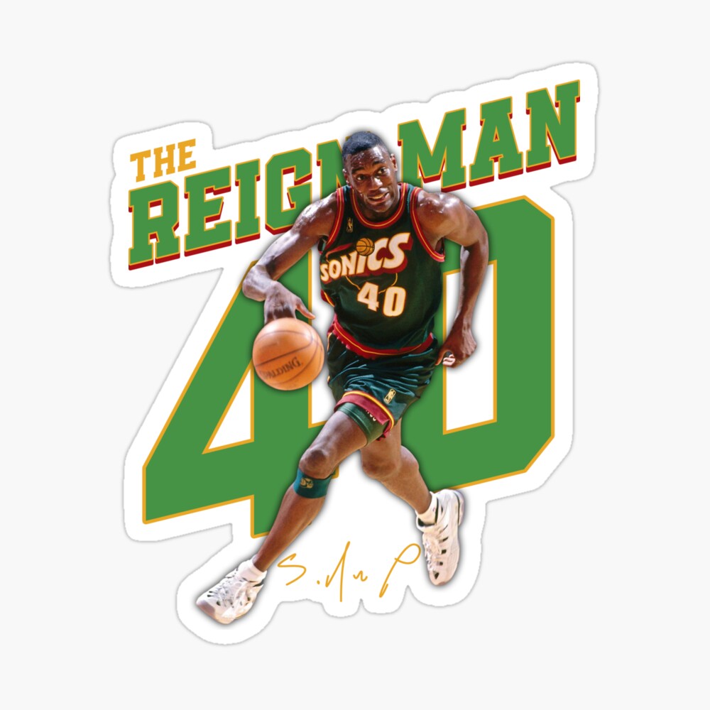 VTG 1991 Costacos Brothers SHAWN KEMP SEATTLE SUPERSONICS Reign Man Poster  35x23