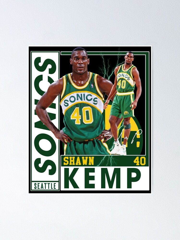 Shawn Kemp The Reign Man Seattle Supersonics NBA Basketball Action P –  Sports Poster Warehouse