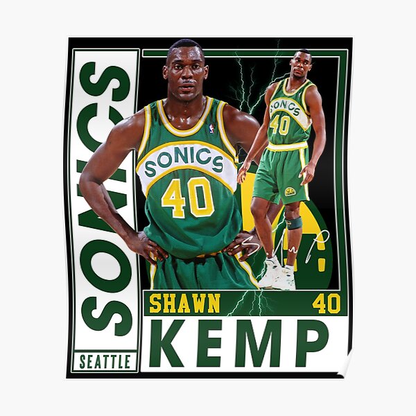 Rare Vintage Seattle Supersonics Shawn Kemp Poster Full Size Reign Man 1991