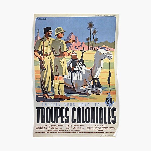 Old French Military Recruitment Poster (Troupes Coloniales 3) Poster