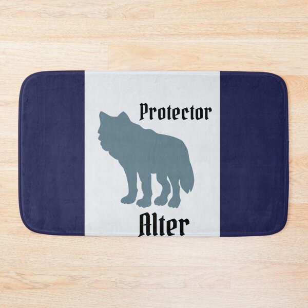 Item preview, Wolf Protector Animal Alter Graphic Grey on White/Midnight Blue designed and sold by GladBlackLamb.