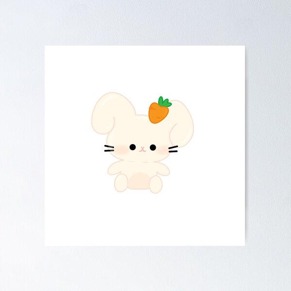 Adorable affiche de dessin animé avec un lapin de Pâques chibifié