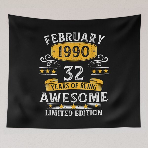 Item preview, 32nd Birthday Gift 32 Years Old Awesome Since February 1990  designed and sold by cysandy.