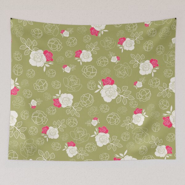 Item preview, GEOMETRIC GREEN ROSES FLORAL PATTERN designed and sold by sheseddit.