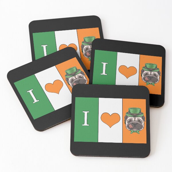 Item preview, I Love Pug Leprechaun Irish Flag designed and sold by Peggy Lindstrom.