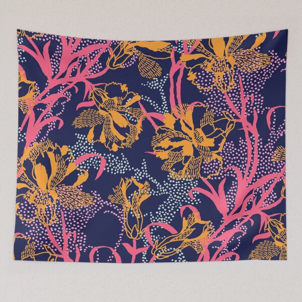 Item preview, Yellow and Navy Tropical Carnation designed and sold by Carolina Diaz.