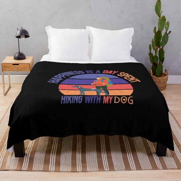 Item preview, Happiness Is A Day Spent Hiking With My Dog Funny Colorful Retro Vintage Sunset Distressed Hiking Dog Lovers Gift designed and sold by pedrored369.