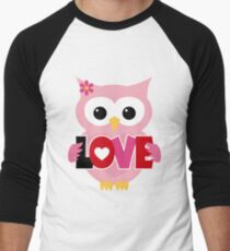 Adorable Valentine Owl Men's Baseball ¾ T-Shirt