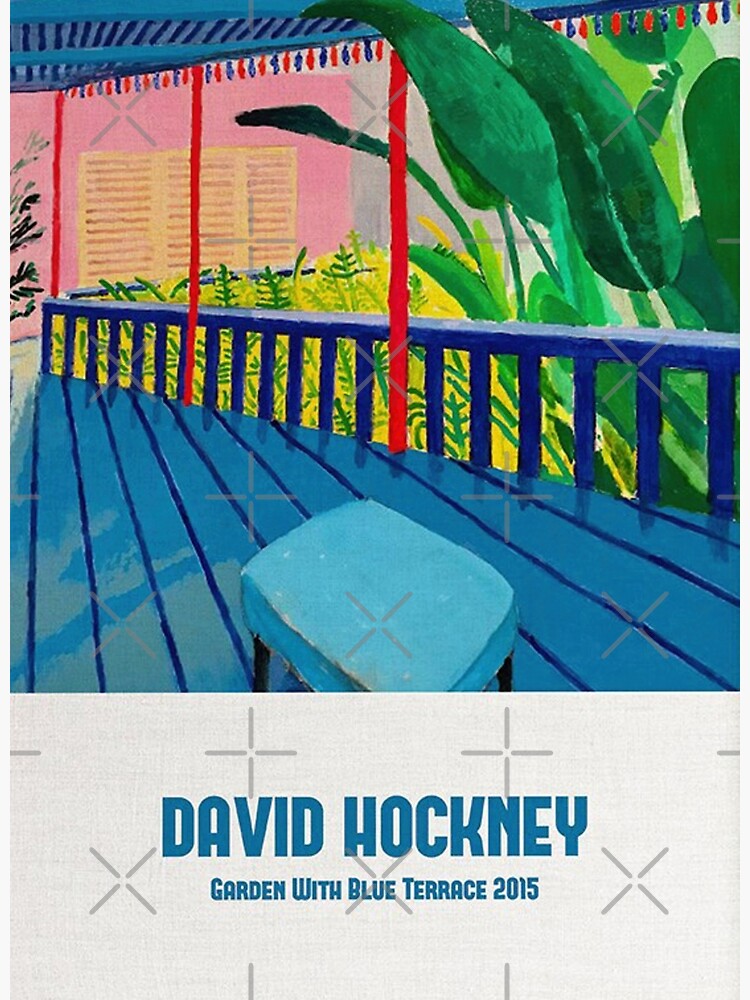 Discover David Hockney Garden with Blue Terrace 2015 Premium Matte Vertical Poster