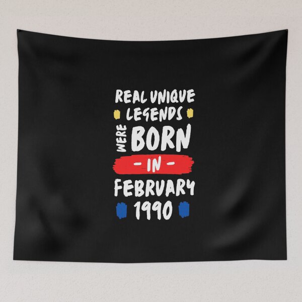 Item preview, real unique legends are born | legendary are born in february | unique born in 1990 | b-day 1990 designed and sold by wear4gamers.