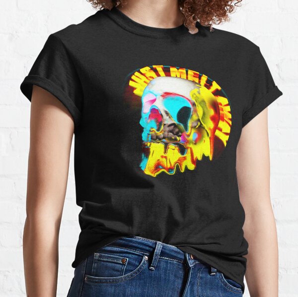 MELTING CROSSBONES T-Shirt Biker Tee ~ Colorful Neon Skull ~ Dripping Blood MELTING CROSSBONES T-Shirt Biker Tee ~ Colorful Neon Skull ~ Dripping Blood