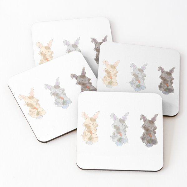 Item preview, cute cream, grey, and brown bunnies with carrot designed and sold by ollynbobby.