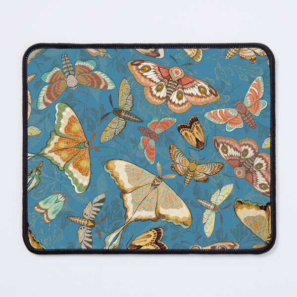 Item preview, Butterflies and Moths on a blue foliage background, larger scale designed and sold by Silver Steer Design.