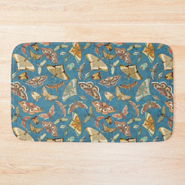 Item preview, Butterflies and Moths on a blue foliage background, larger scale designed and sold by Silver Steer Design.
