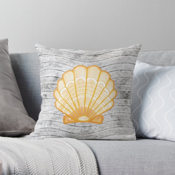 Seashell Yellow Throw Pillow
