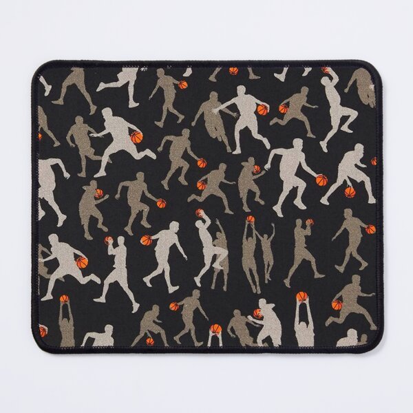Item preview, Basketball Fabric black patterns designed and sold by Wilkinson39.