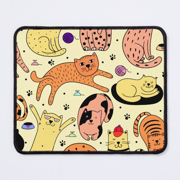 Item preview, Colorful Cute Cat Doodle Seamless Pattern designed and sold by quinellie.