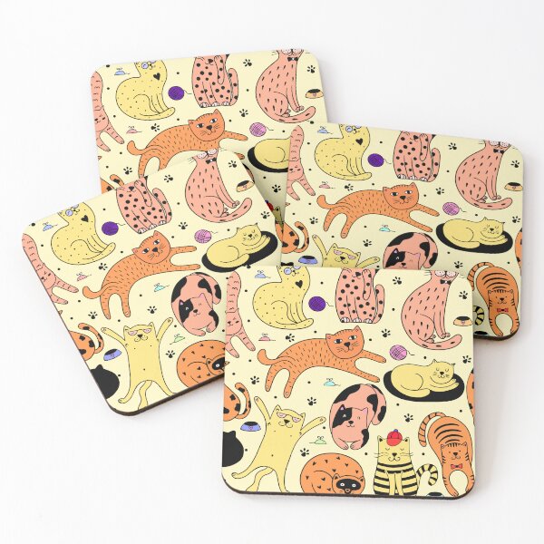 Item preview, Colorful Cute Cat Doodle Seamless Pattern designed and sold by quinellie.