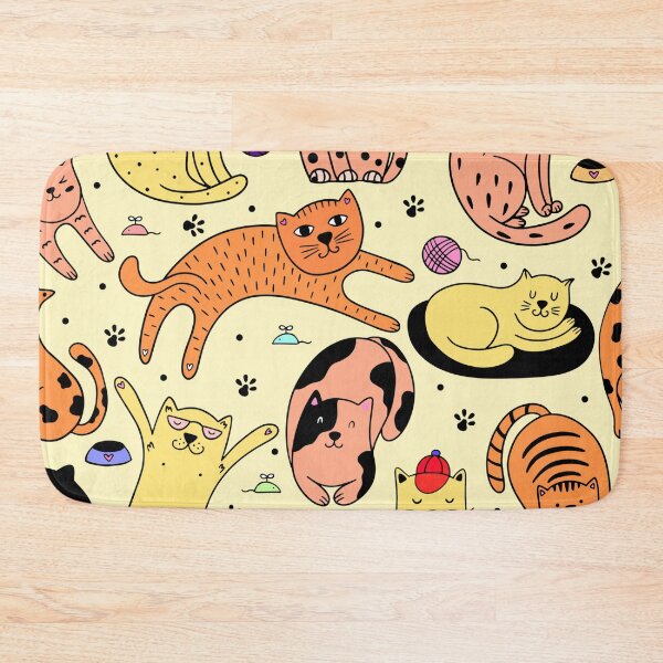 Item preview, Colorful Cute Cat Doodle Seamless Pattern designed and sold by quinellie.