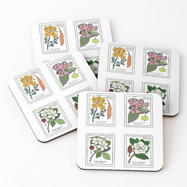 Item preview, Flowering Trees Vintage Postage Stamp Designs designed and sold by masternanii.