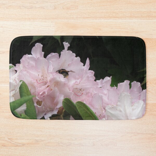 Item preview, Pink Rhododendrons - Beige Black And Pink Abstract Flower Art - Bumblebees designed and sold by Oz64.
