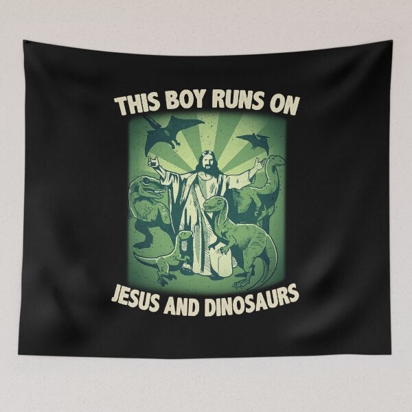 Artikelvorschau, Dieser Junge läuft auf Jesus und Dinosauriern Arten von Dinosauriern entworfen und verkauft von Dressed For Duty.