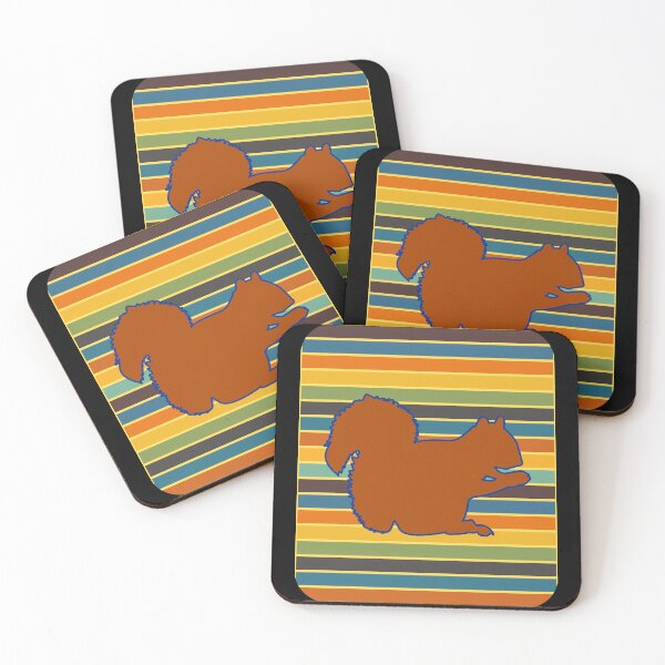 Item preview, Squirrel Brown Silhouette Retro Stripe Background designed and sold by artfulnotebook.