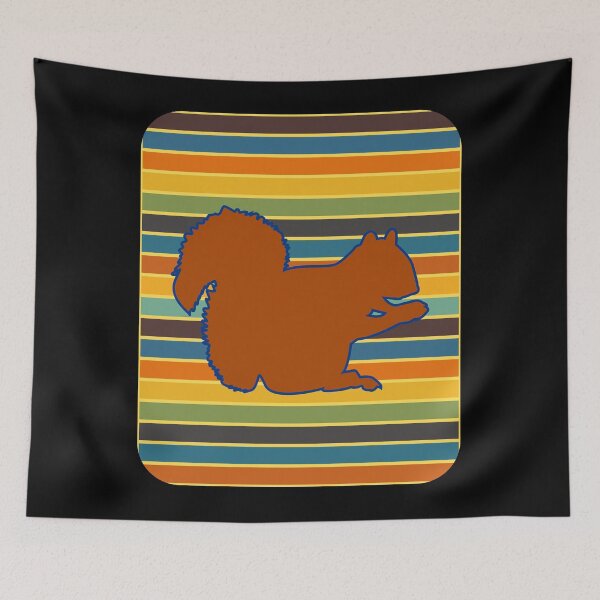 Item preview, Squirrel Brown Silhouette Retro Stripe Background designed and sold by artfulnotebook.