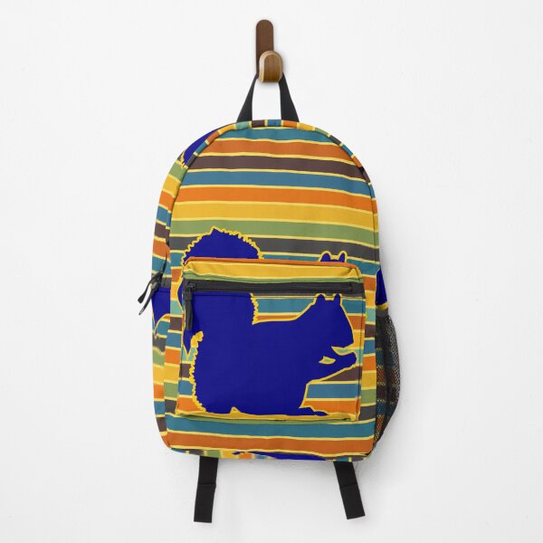 Item preview, Squirrel Blue Silhouette Retro Stripe Background designed and sold by artfulnotebook.