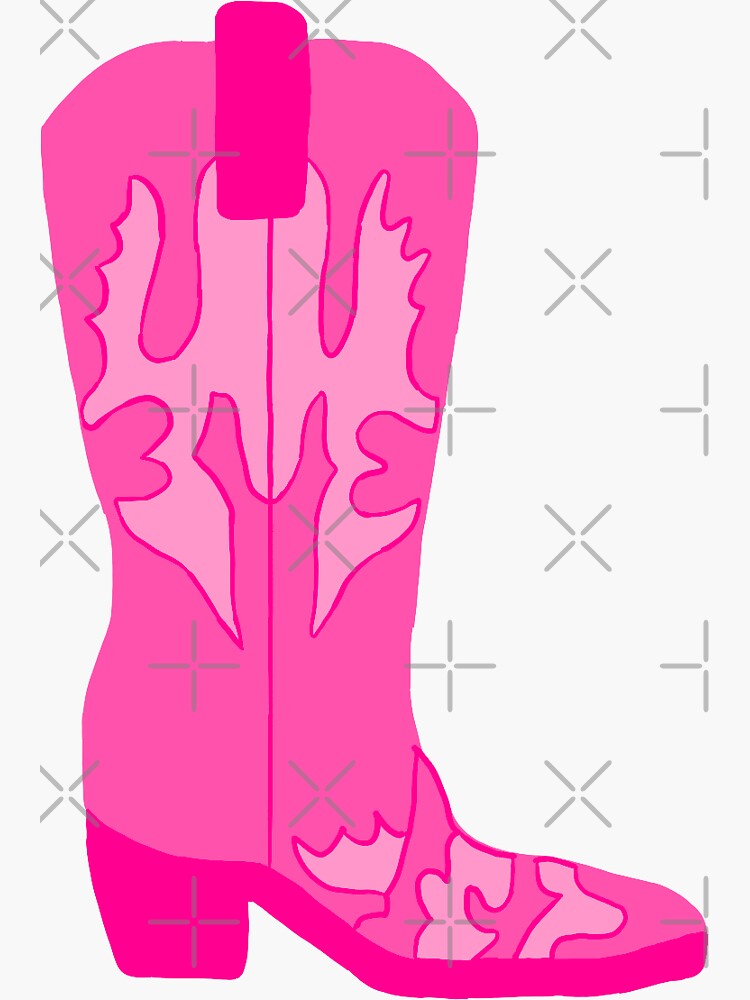 Pink Cowboy Boot Sticker Sticker By Samanthakealy Redbubble 0374