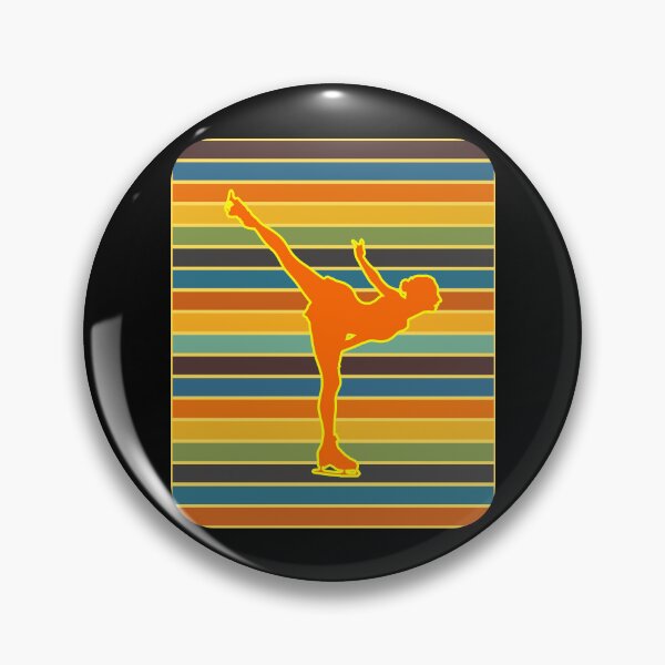 Item preview, Figure Skater Orange Silhouette Retro Stripe Background designed and sold by artfulnotebook.