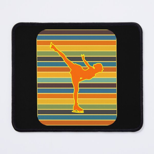 Item preview, Figure Skater Orange Silhouette Retro Stripe Background designed and sold by artfulnotebook.