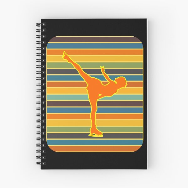 Item preview, Figure Skater Orange Silhouette Retro Stripe Background designed and sold by artfulnotebook.