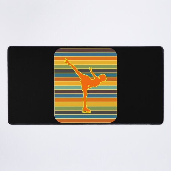 Item preview, Figure Skater Orange Silhouette Retro Stripe Background designed and sold by artfulnotebook.