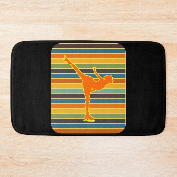 Item preview, Figure Skater Orange Silhouette Retro Stripe Background designed and sold by artfulnotebook.