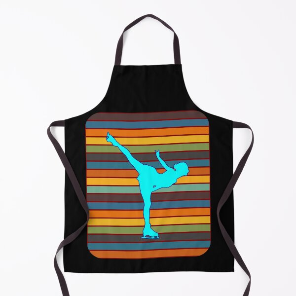 Item preview, Figure Skater Teal Silhouette Retro Stripe Background designed and sold by artfulnotebook.