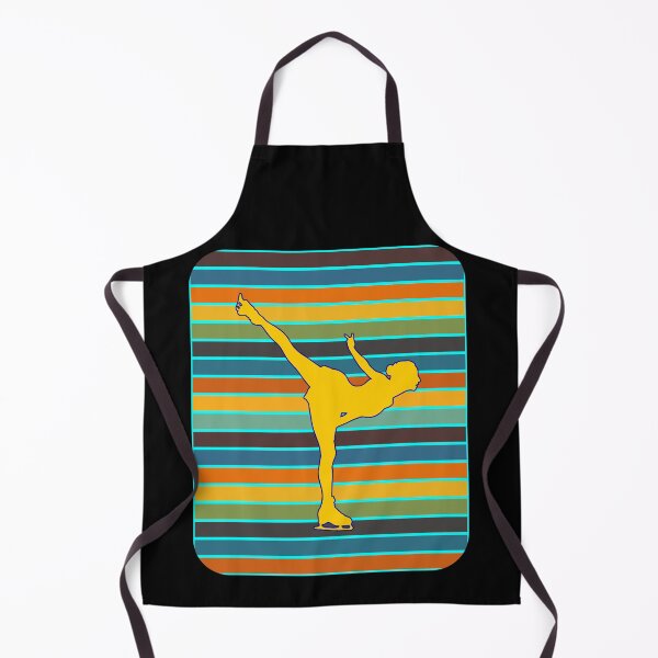 Item preview, Figure Skater Yellow Silhouette Retro Stripe Background designed and sold by artfulnotebook.