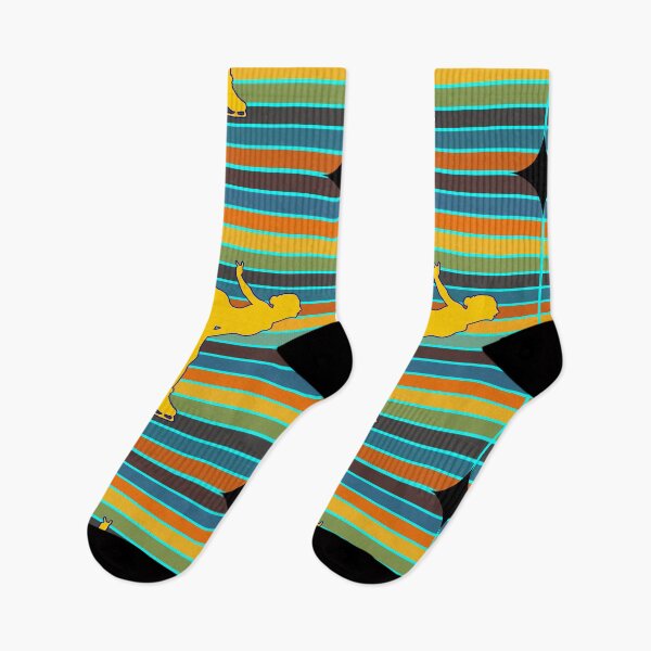 Item preview, Figure Skater Yellow Silhouette Retro Stripe Background designed and sold by artfulnotebook.