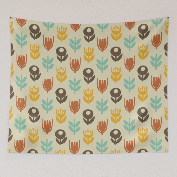 Item preview, Blomma, 70s Retro Flower Seamless Pattern - Retro Styles designed and sold by BesanoStyle.