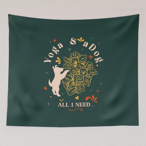 Item preview,  all i need is love yoga and a dog retro style designed and sold by InnaMGraphic.