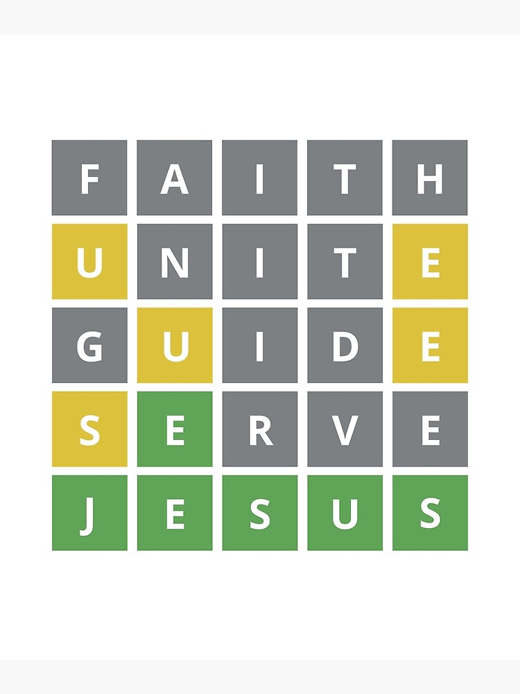 "Jesus Wordle Jesus Unite Guide Serve Faith Wordle Word Puzzle" Art