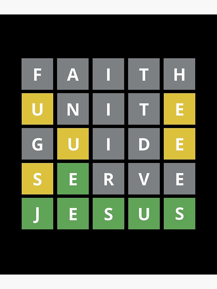 "Jesus Wordle Jesus Unite Guide Serve Faith Wordle Wortpuzzle" Poster