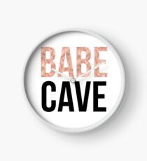 Babe Cave With Copper/Rose Gold Text Clock