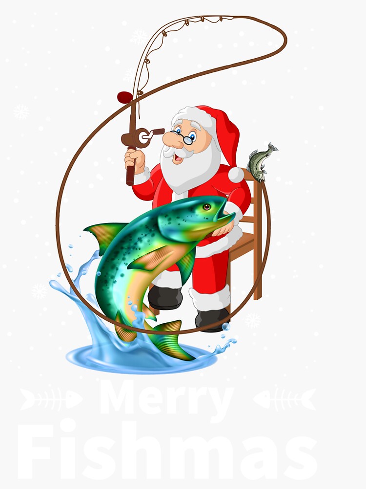 Merry Fishmas Santa Funny Fishing Santa Cute Christmas | Sticker